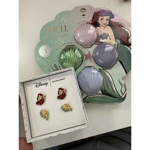 Disney Princess Ariel Shell Lip Balm Set and‎ BaubleBar Ariel Flounder Earrings